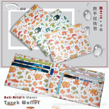 Eco-friendly Anti-RFID Foldable 6 Cards Tyvek Paper Wallet